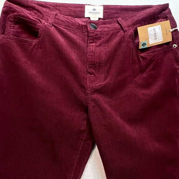 NWT Sperry Womens Bottom Microcord 5-Pocket Corduroy Pants 28 Maroon Slim Casual - Picture 6 of 11
